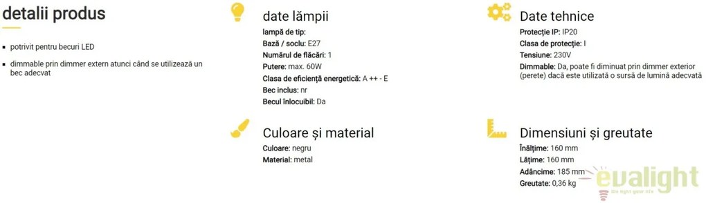 Aplica de perete design retro Vidia 90095/06 BL