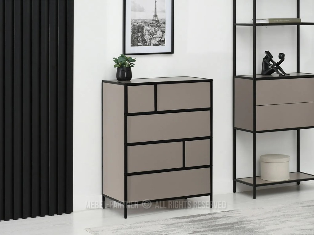Comodă Soren Kom (bej + negru). Promo -23%. 1110762