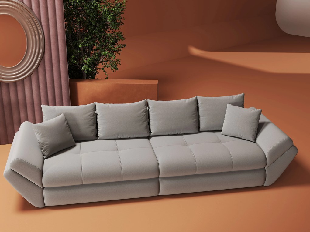 Canapea extensibilă dumonde cu ladă de depozitare si sezut confortabil din spuma high-density, Loana Royal Gri 300x100 cm