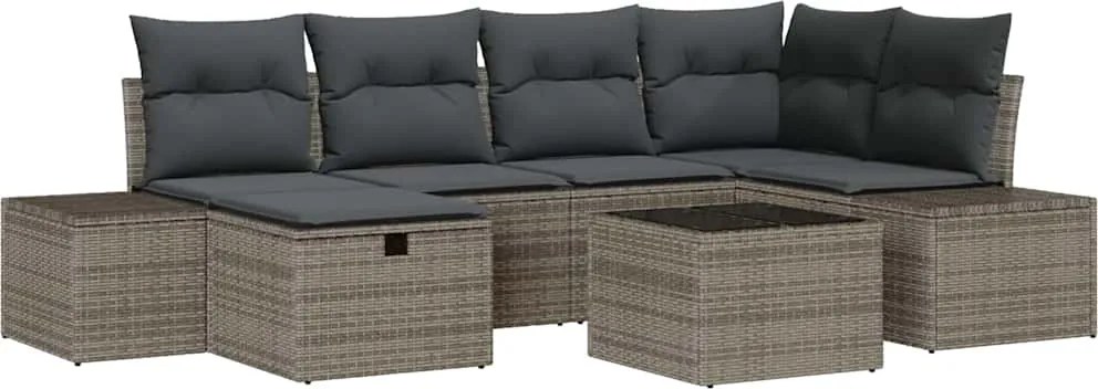 vidaXL Set de canapea cu pernă 7 pcs poliratan