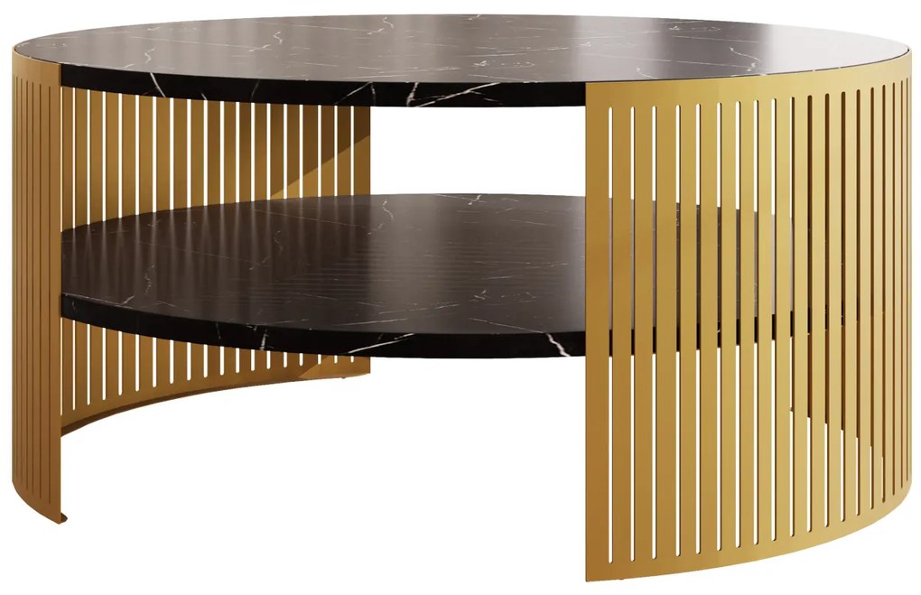 Măsuță de cafea Zentono Gold (auriu + Negru pietra grigia) . 1103776
