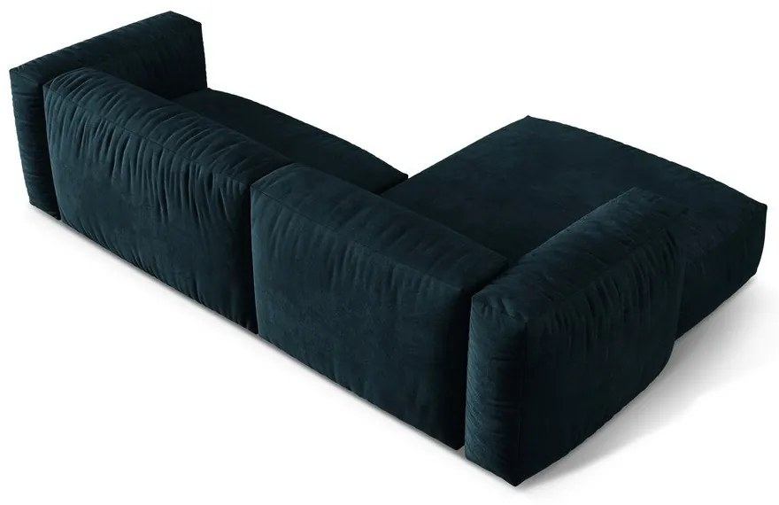 Colțar modular albastru închis cu tapițerie din catifea (cu colț pe partea stângă/cu șezlong) Martina – Micadoni