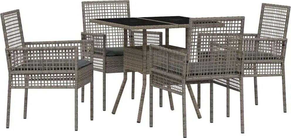 vidaXL Set de masă pentru grădină 5 pcs Gri poliratan