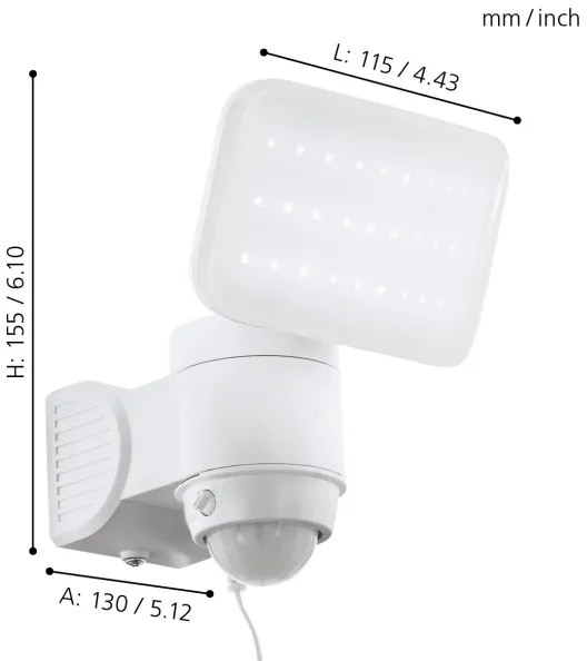 Eglo 98196 - Lampă de perete solară cu senzor CASABAS, LED/3,7V, IP44