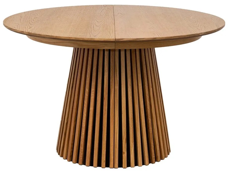 Masă de dining rotundă extensibilă cu blat cu aspect de lemn de stejar ø 120 cm Osaka – House Nordic