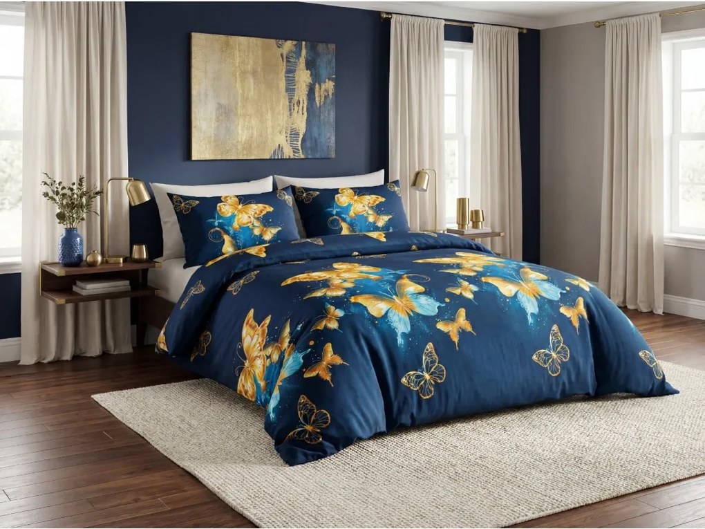 Lenjerie de pat din microfibra ROYAL BUTTERFLY albastru Dimensiune lenjerie de pat: 70 x 80 cm | 140 x 200 cm
