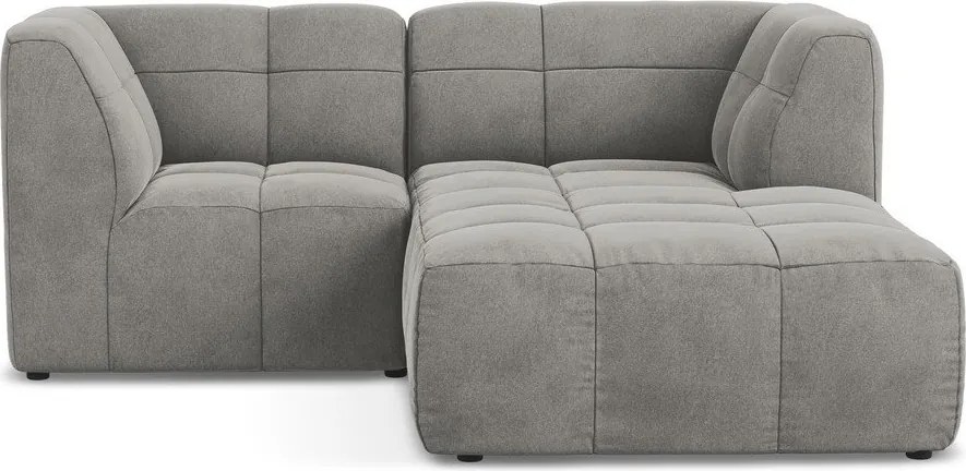 Colțar gri cu tapițerie din catifea (cu colț pe partea dreaptă/cu șezlong) Aloha – Makamii