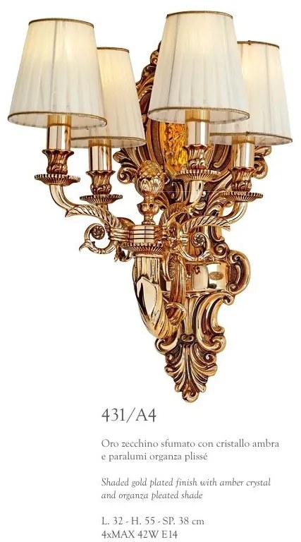 Aplica de perete clasica LUX realizata manual Amber