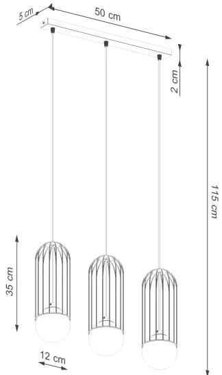 Lustră pe cablu Sollux SL.1334 BRINA 3xG9/8W/230V negru