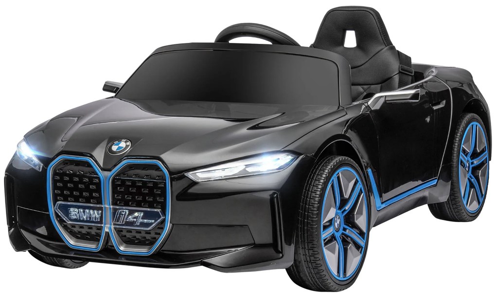 Mașină electrică pentru copii 3-8 ani cu licență BMW cu telecomandă, claxon și faruri, 115x67x45cm negru-roșu-albastru deschis HOMCOM | Aosom Romania