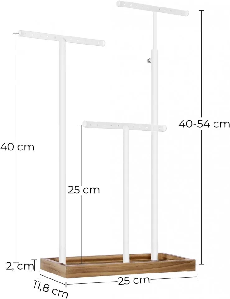 SJA1 - Suport bijuterii, 25 cm, inaltime ajustabila - Alb-Maro