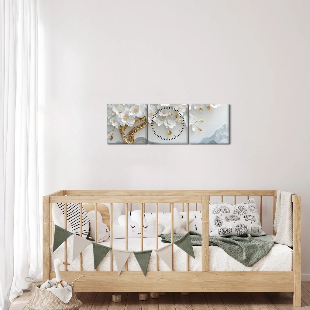 Tablou – Arborele vieții 3D elegant (cu ceas) (90x30 cm)