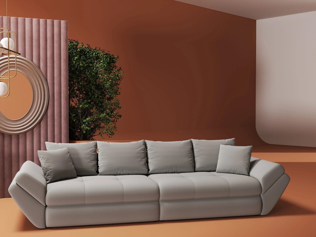 Canapea extensibilă dumonde cu ladă de depozitare si sezut confortabil din spuma high-density, Loana Royal Gri 300x100 cm