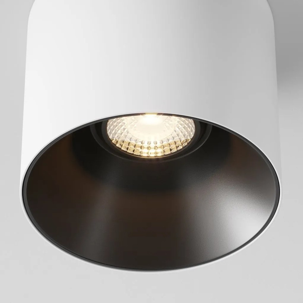 Spot LED aplicat, plafoniera dimabil design tehnic Alfa alb, negru 10cm
