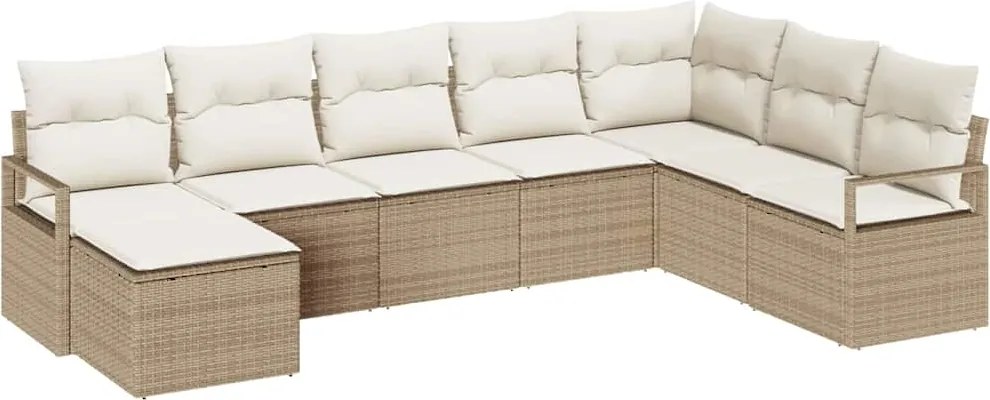 vidaXL Set de canapea cu pernă 8 pcs Bej poliratan