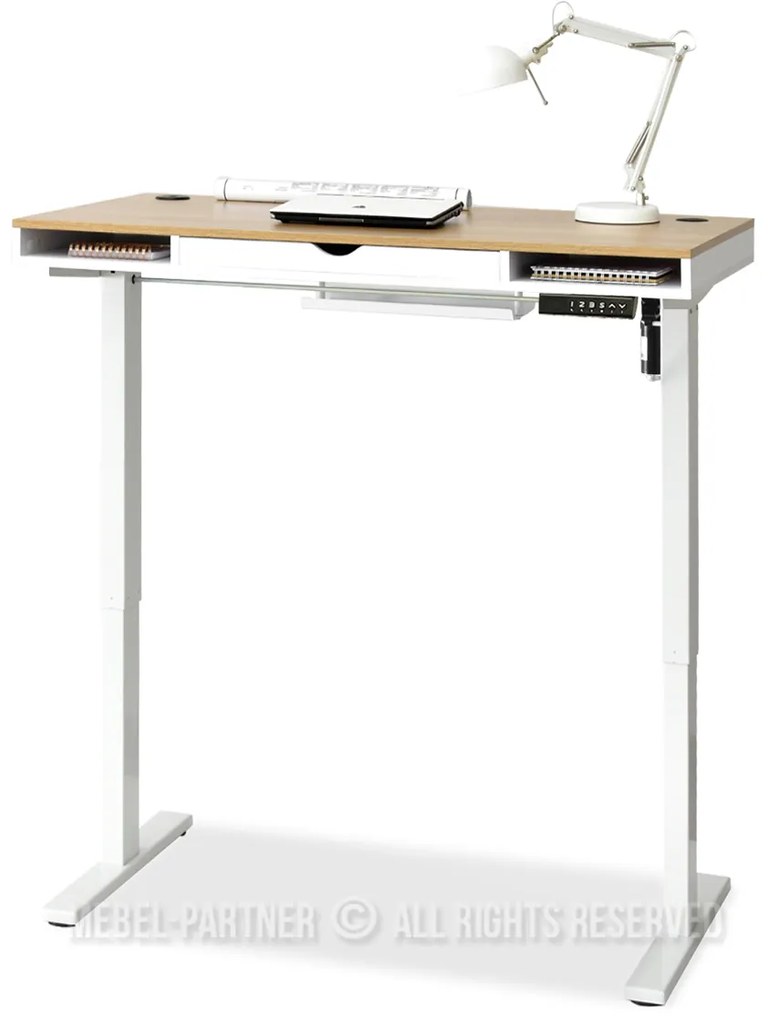 Masă PC Osto 120 (stejar alb + alb). Promo -17%. 1109813