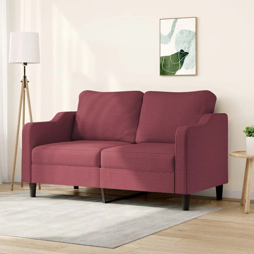 Canapea cu 2 locuri, rosu vin, 140 cm, material textil