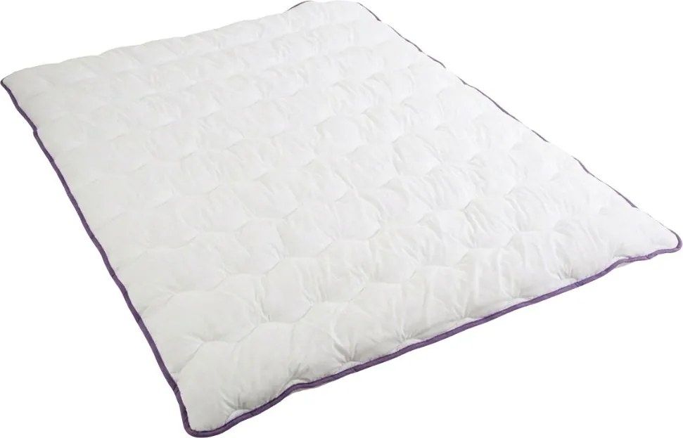 Pilota quiltata pentru toate anotimpurile 140x200 cm cu perna STELLA LAVENDER 70x90 cm, alba