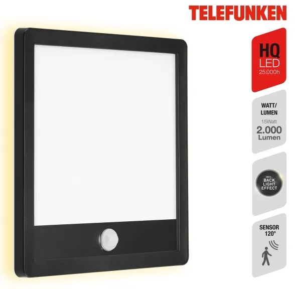 Aplică LED de exterior cu senzor Telefunken 313805TF LED/15W/230V IP44