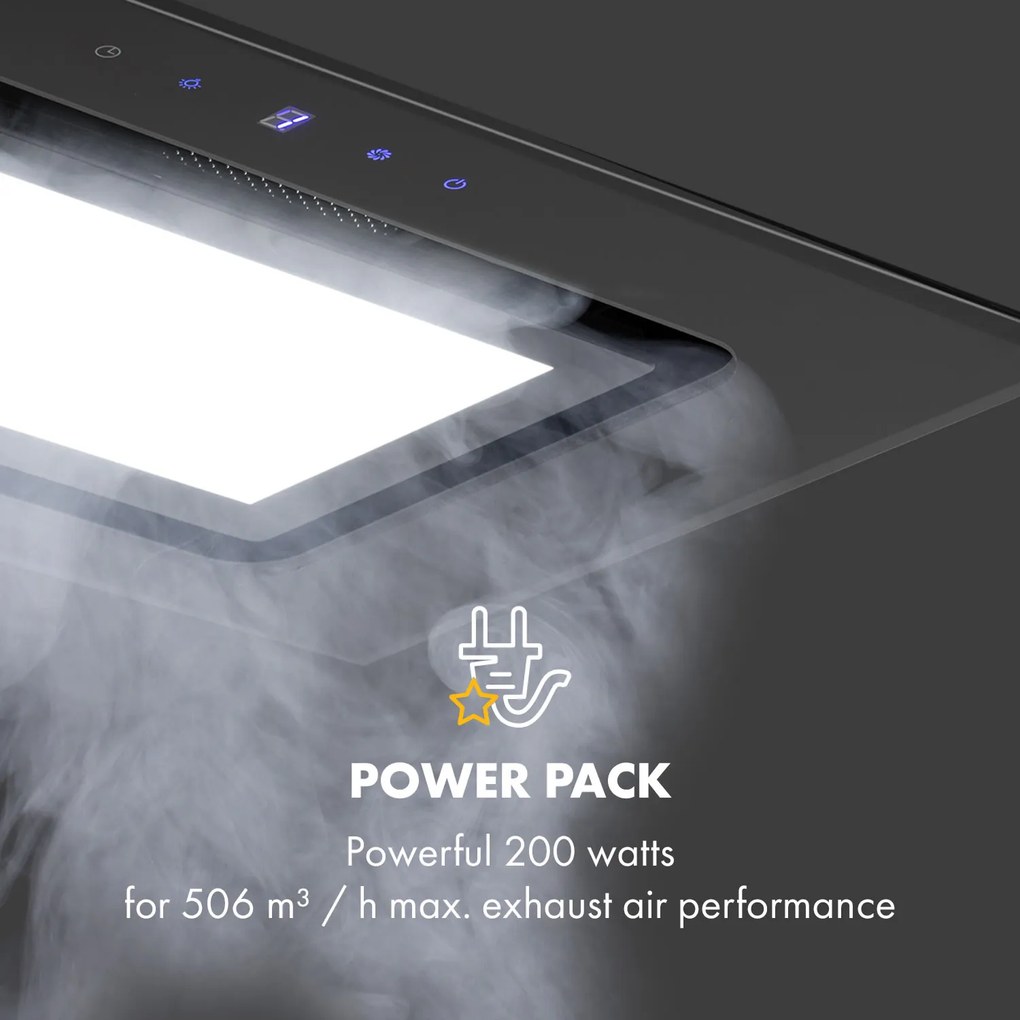 Klarstein Hektor Brilliant Edition, hotă încorporată, 52 cm, 506 m³ / h, touch, neagră