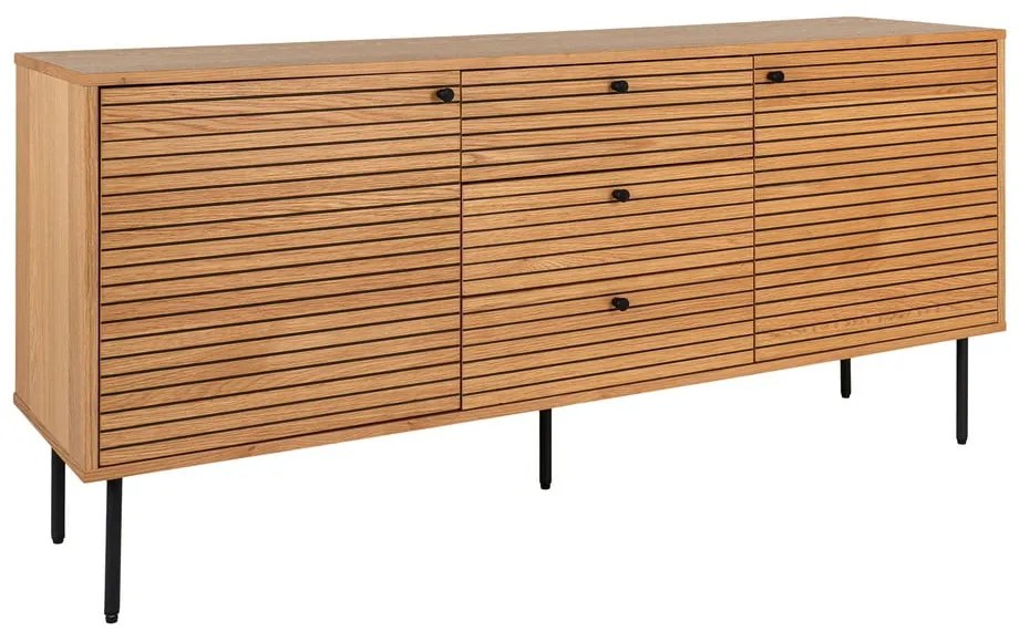 Comodă în culoare naturală joasă cu aspect de lemn de stejar 150x74 cm Kyoto – House Nordic
