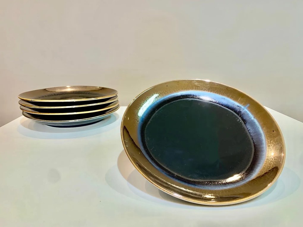 Set 3 Piese AGORA Negru Cupru Lucios ( Farfurie 26 cm, Farfurie 20 cm, Bol 16 cm 450 ml )