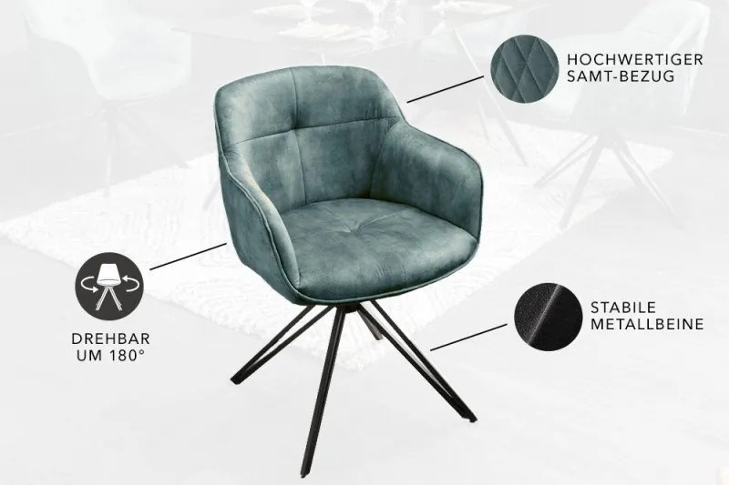 Set 2 scaune moderne pivotante Euphoria petrol