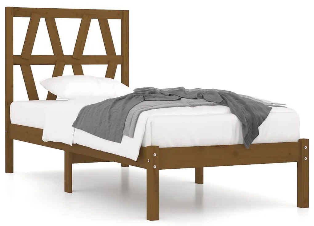 3103966 vidaXL Cadru de pat single, maro miere, 90x190 cm, lemn masiv de pin