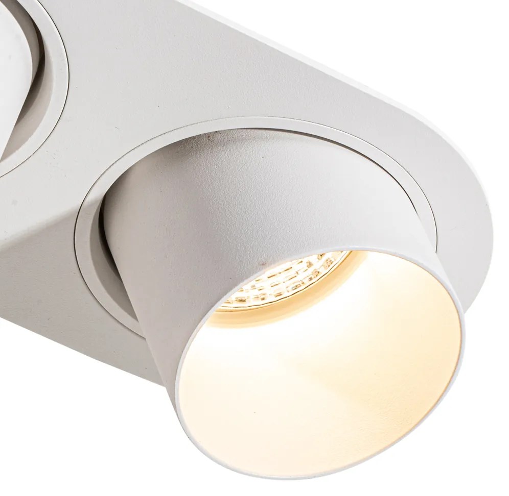 Set de 6 spoturi încastrate albe GU10 70mm înclinabile cu 2 lumini - Installa