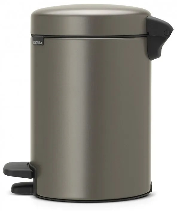 Cos de gunoi cu pedala Brabantia NewIcon 648999, 3 L, Inchidere lina, Baza antiderapanta, Gri