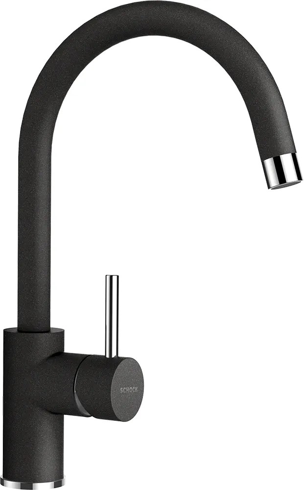 Baterie bucatarie Schock Plutos Cristalite Onyx, aspect granit, cartus ceramic, negru metalizat