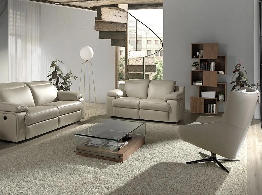 Fotoliu pivotant tapitat cu piele George