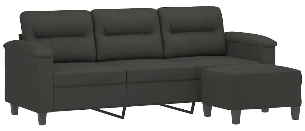 Canapea cu 3 locuri si taburet, gri inchis, 180 cm, microfibra Morke gra, 210 x 77 x 80 cm