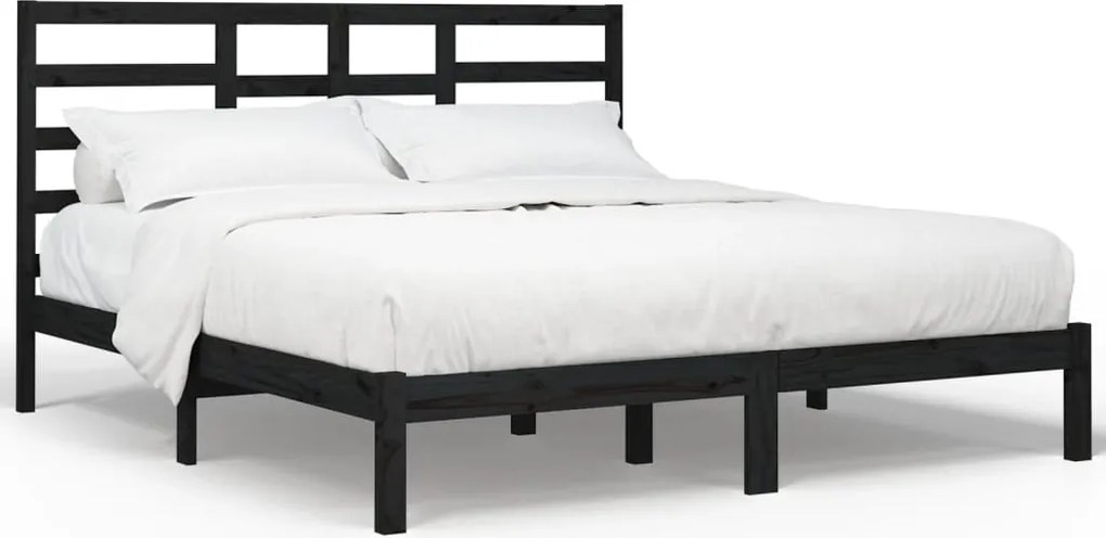 vidaXL Cadru de pat, negru, 200x200 cm, lemn masiv