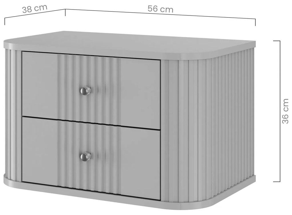 Set noptiere suspendat Vesper 56 cm - cașmir / nuc / mânere negre