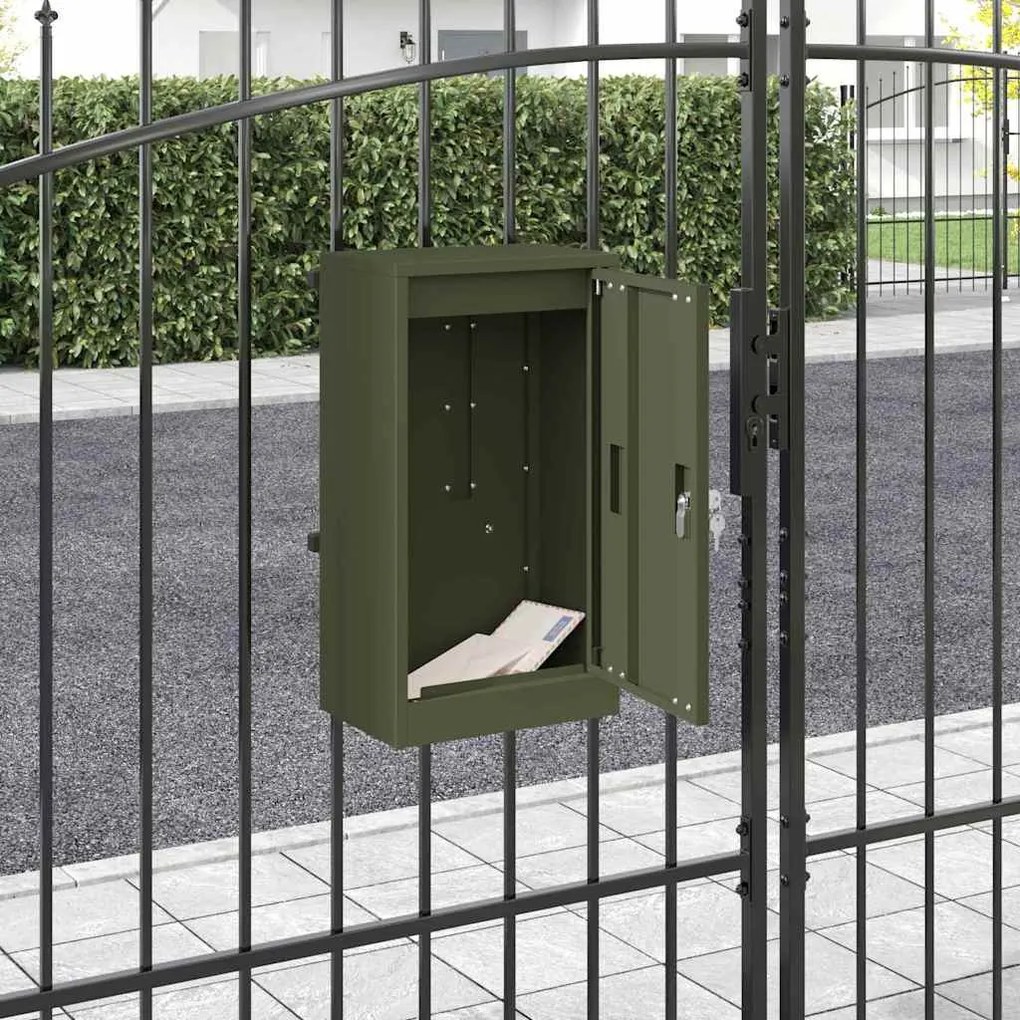 vidaXL cutie poștală cu depozitare Olivengrønn 30 x 20 x 55 cm Oțel
