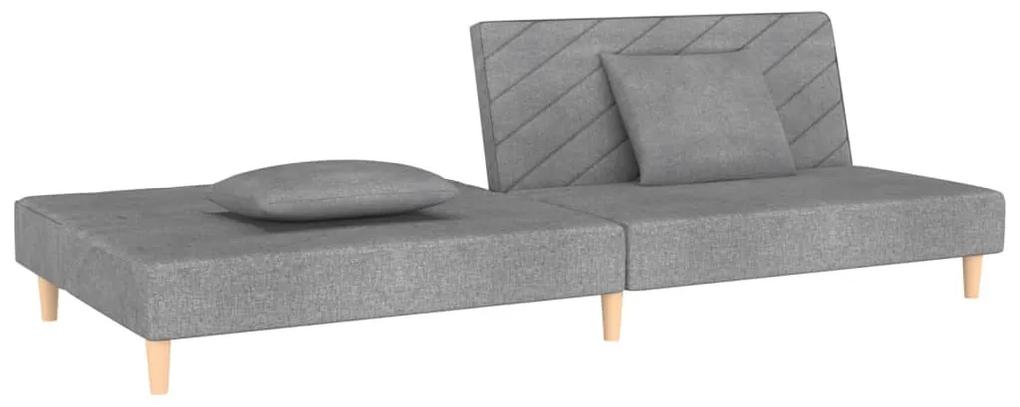 Canapea extensibila cu 2 locuri, 2 perne, gri deschis, textil Gri deschis, Fara scaunel pentru picioare Fara scaunel pentru picioare