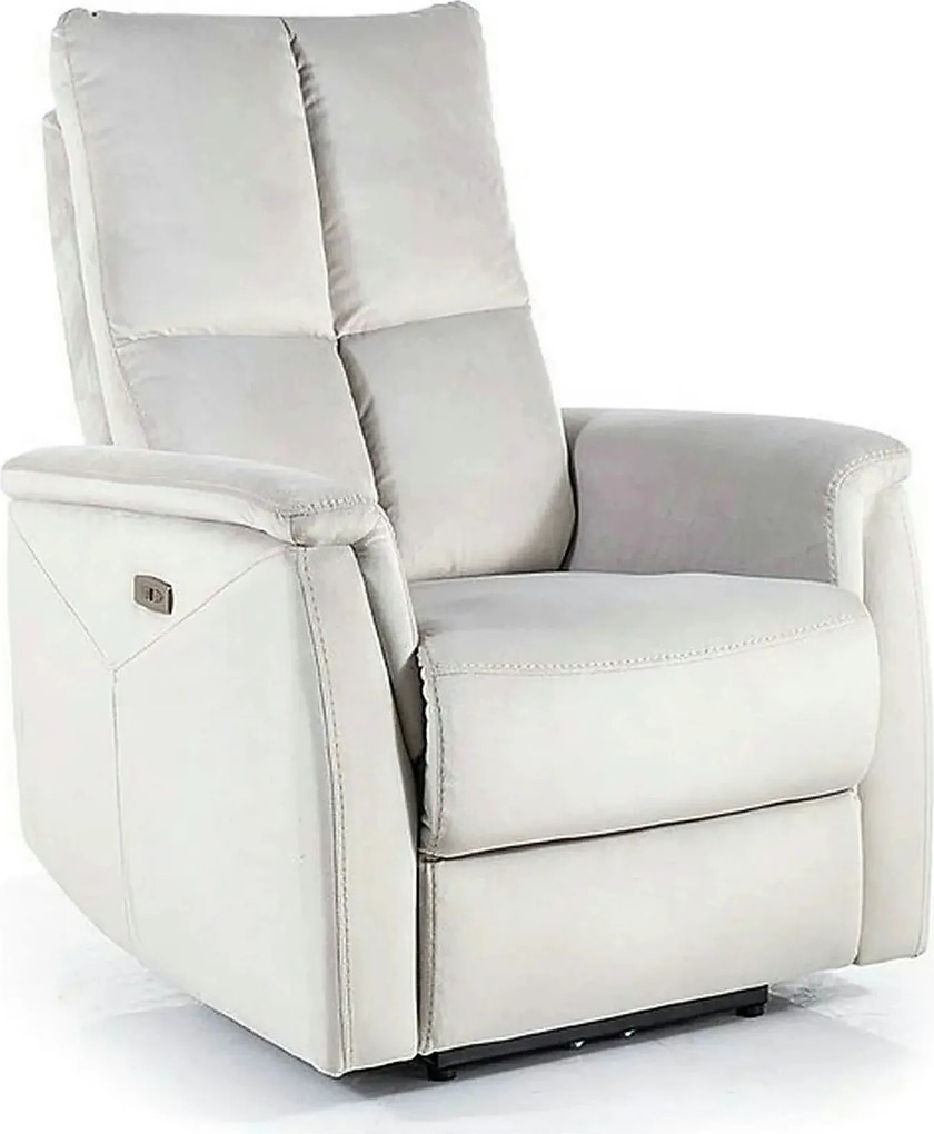Fotoliu recliner NEPTUN, gri deschis, stofa catifelata/metal, 76x94/16