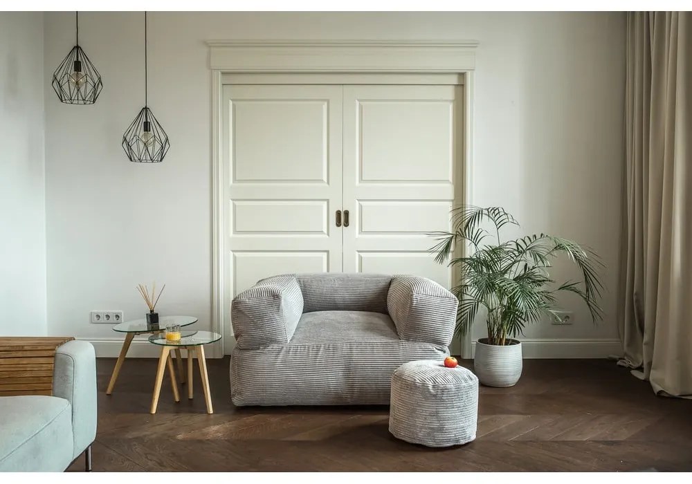 Fotoliu bean bag maro cu tapițerie din țesătură bouclé MooG – SLOWDOWN