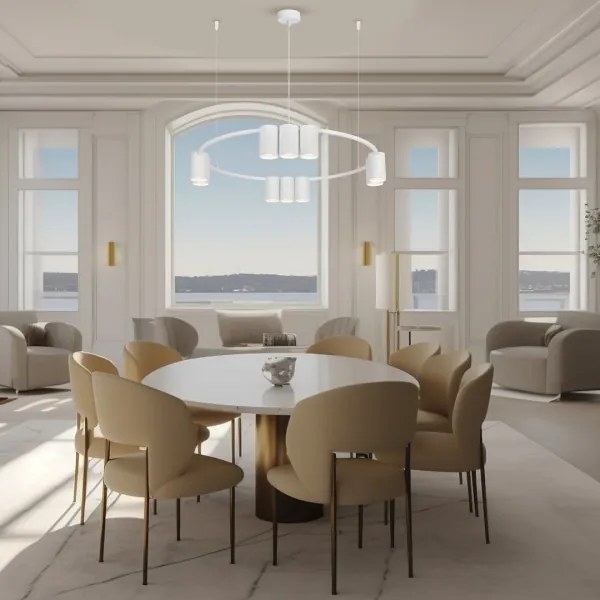 Lustră pe cablu GENESIS 10xGU10/8W/230V alb