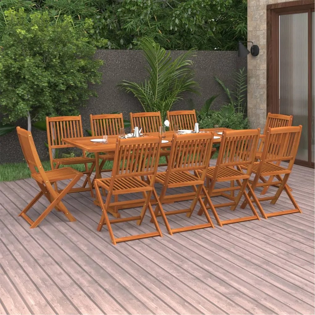 3086989 vidaXL Set mobilier de grădină 11 piese 220x90x75cm, lemn masiv acacia