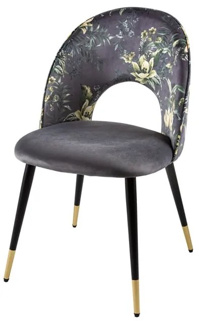 Set doua scaune PRET-A-PORTER BOUTIQUE din catifea gri cu picioare aurii