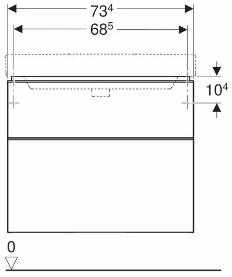 Dulap baza pentru lavoar suspendat Geberit Smyle Square gri nisip 2 sertare 74 cm