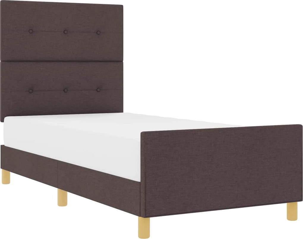vidaXL Cadru de pat cu headboard Maro închis 90 x 190 cm țesătură