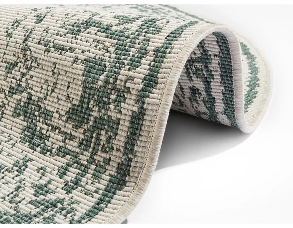 Covor adecvat pentru exterior NORTHRUGS Borbon, ø 140 cm, verde-crem