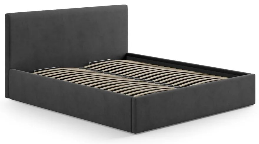 Tăblie de pat gri antracit tapițată 210,5x100 cm Remo – Micadoni