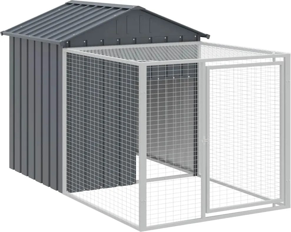 vidaXL Cușcă pentru găini cu peron, antracit, 117x201x123 cm, oțel galvanizat