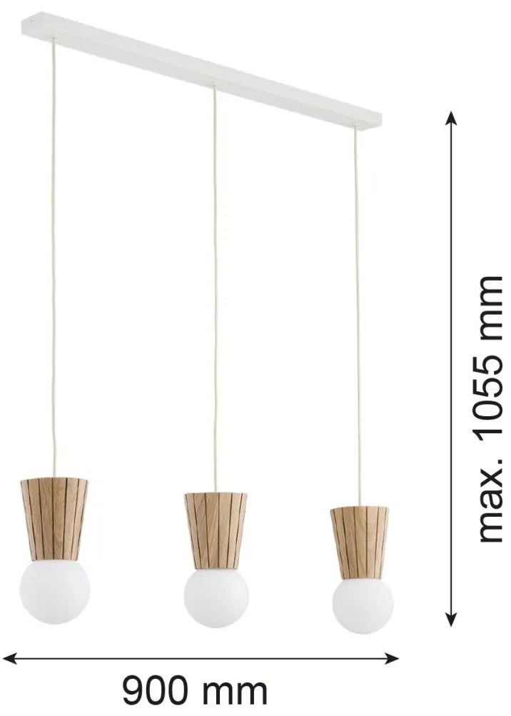 Lustra cu 3 pendule lemn stil scandinav VOLANTE 6357