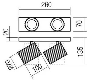 Redo 01-3403 - Spot DELPHI 2x GU10/7W/230V, negru
