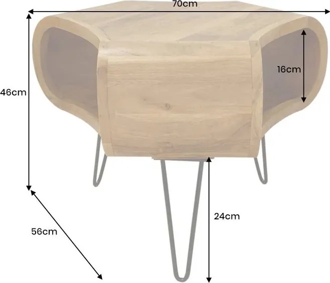 Masuta din lemn de salcam ORGANIC LIVING 70cm